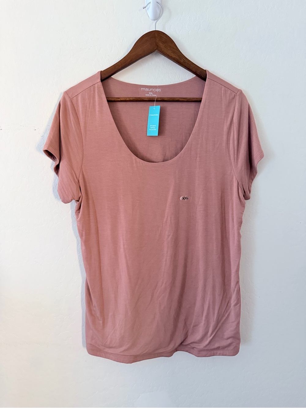 Maurices XXL Dusty Rose Scoop Neck Essential Tee NWT